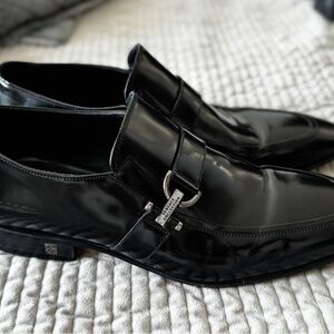 Authentic Versace Black Leather Dress Shoes Slip-On Size 42 / US 9
